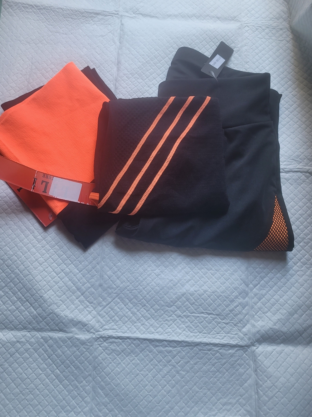 Yoga, Pilates, or  Gym Black Athletic Leggings with Neon Orange Accents